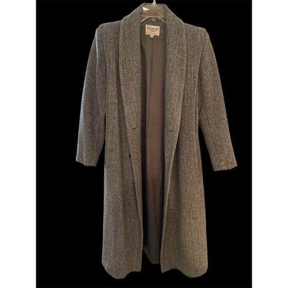 Ferncroft Jackets & Blazers - Vintage Size 10 Women's Long Black And White Tweed Coat By Ferncroft